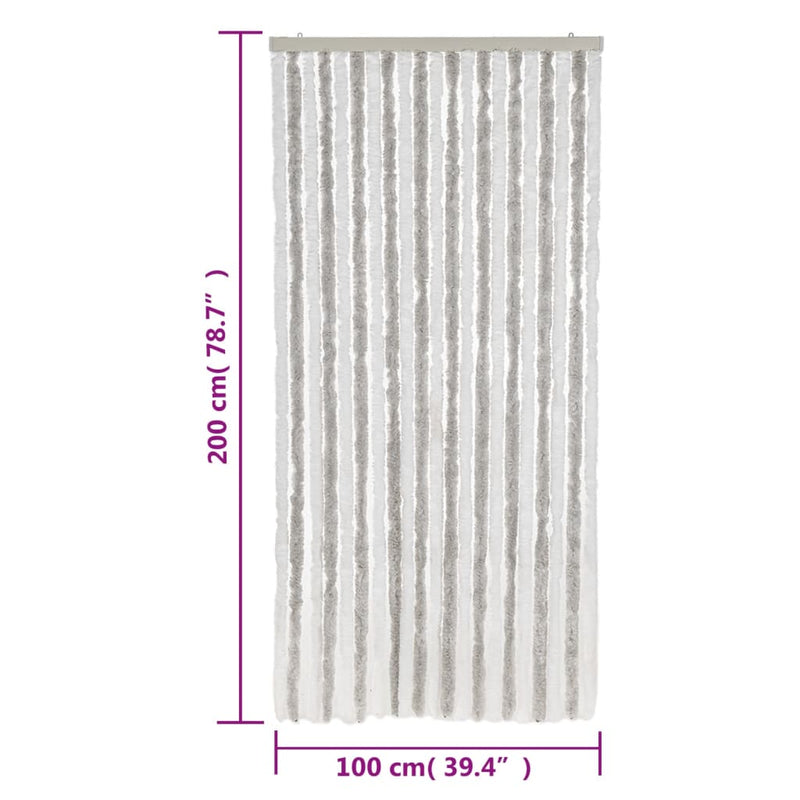 vidaXL világosszürke és fehér zsenília rovarfüggöny 100x200 cm