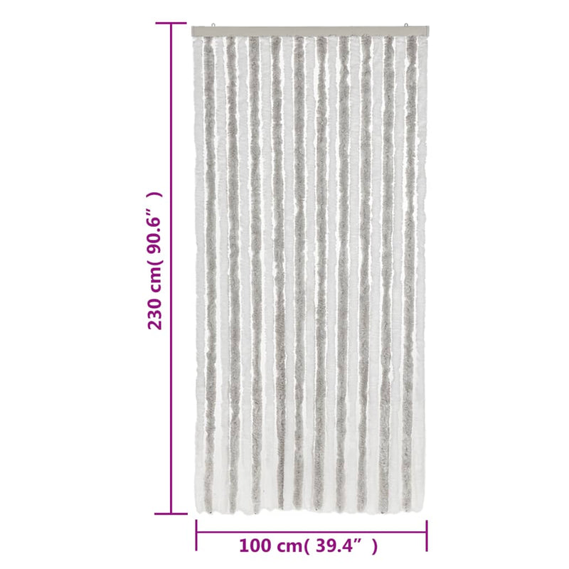 vidaXL világosszürke és fehér zsenília rovarfüggöny 100 x 230 cm