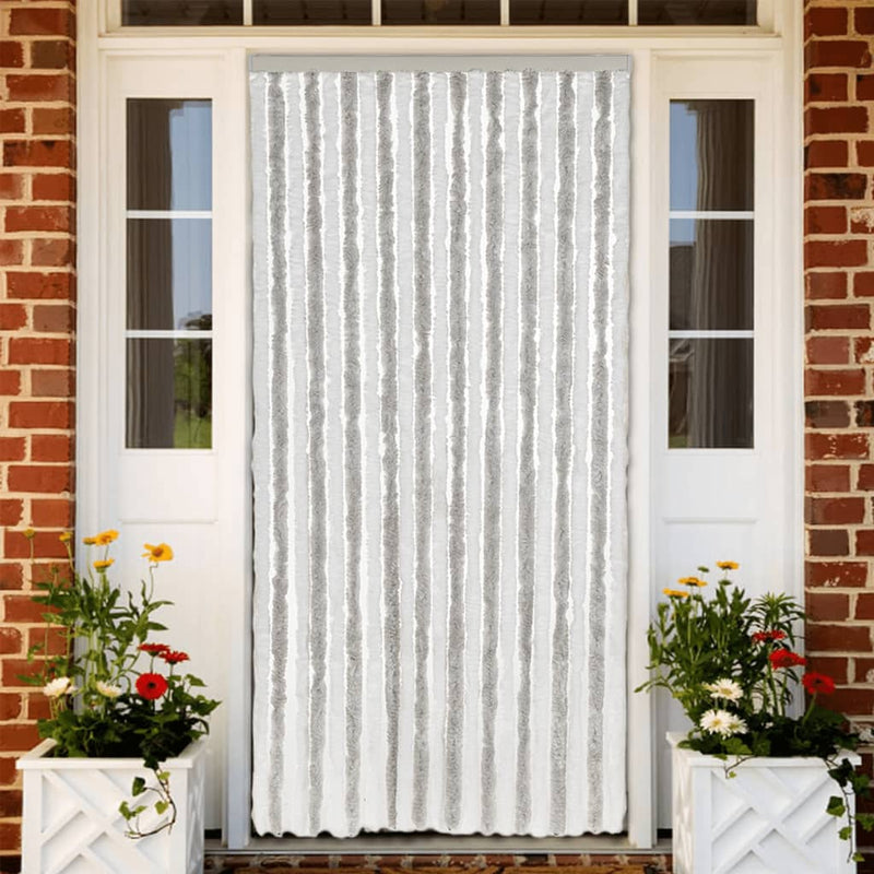 vidaXL világosszürke és fehér zsenília rovarfüggöny 100 x 230 cm