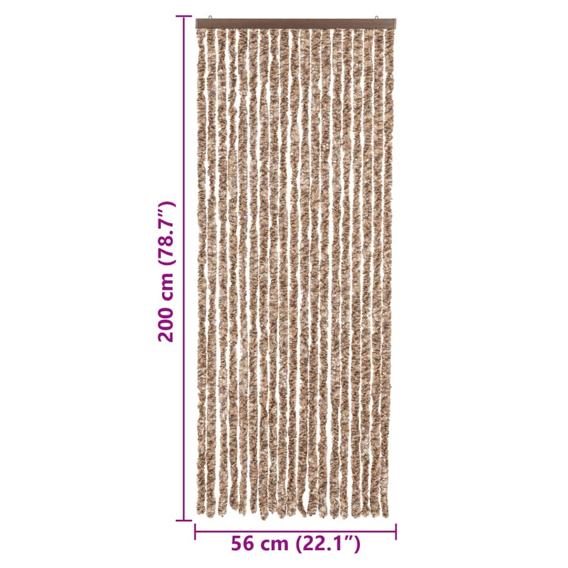 vidaXL bézs és sötétbarna zsenília rovarfüggöny 56x200 cm