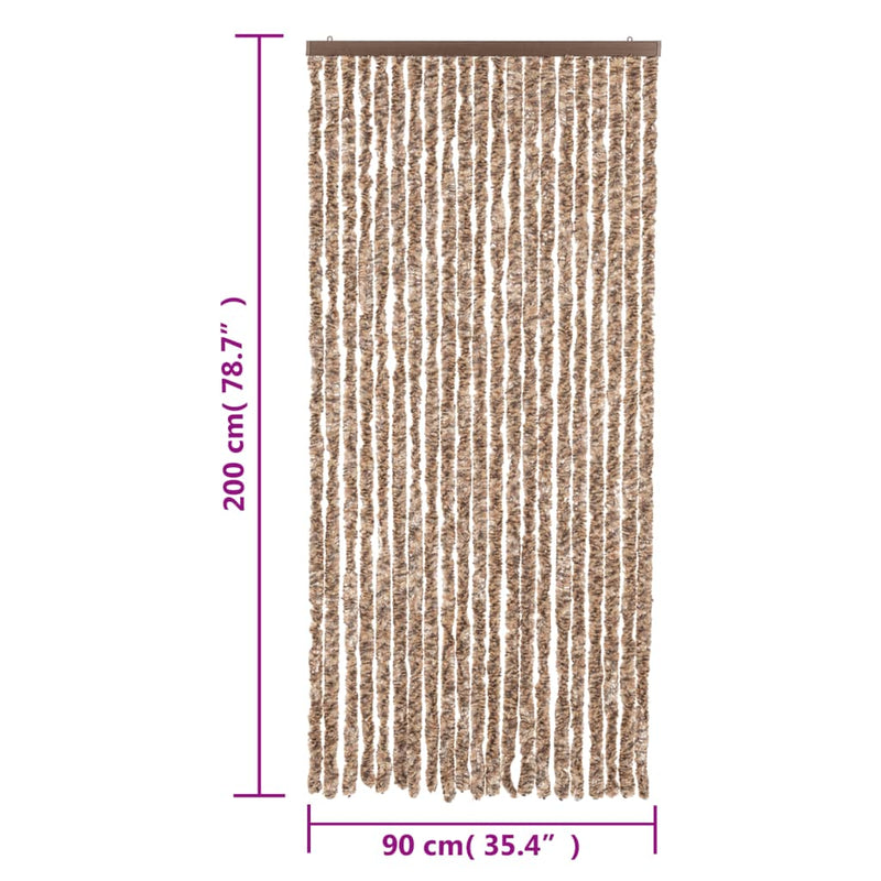 vidaXL bézs és sötétbarna zsenília rovarfüggöny 90x200 cm
