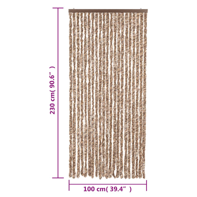 vidaXL bézs és sötétbarna zsenília rovarfüggöny 100 x 230 cm