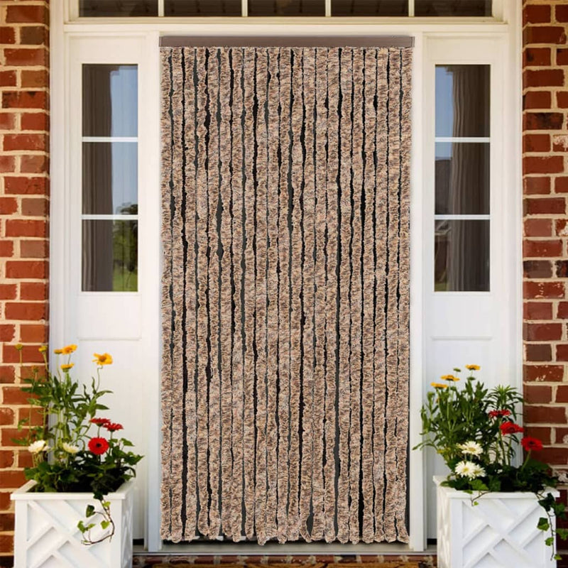 vidaXL bézs és sötétbarna zsenília rovarfüggöny 100 x 230 cm