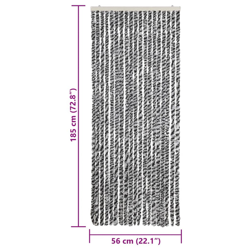 vidaXL szürke és fekete és fehér zsenília rovarfüggöny 56 x 185 cm