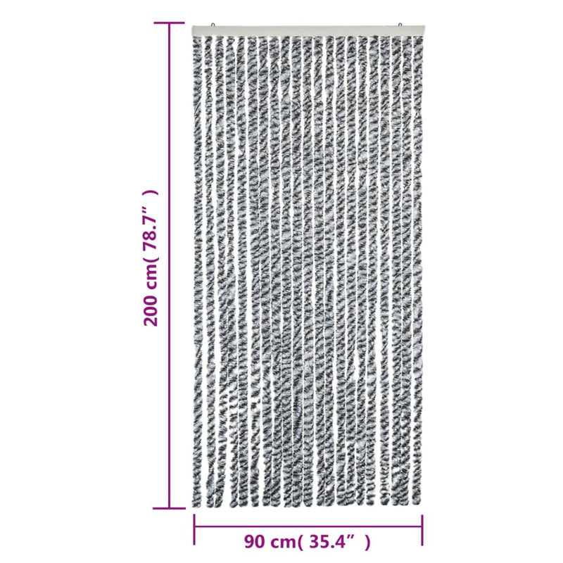 vidaXL szürke és fekete és fehér zsenília rovarfüggöny 90x200 cm