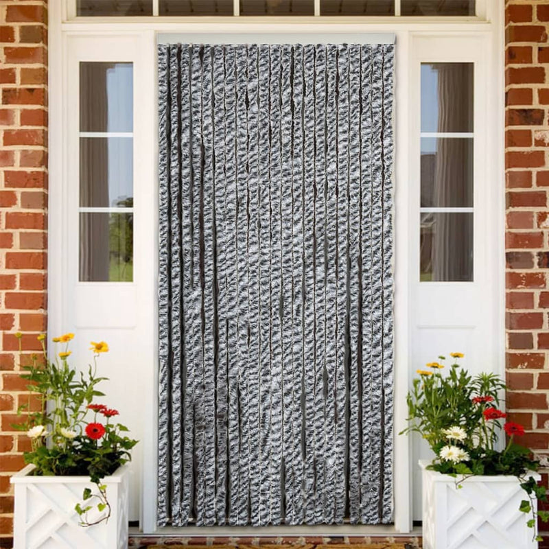 vidaXL szürke és fekete és fehér zsenília rovarfüggöny 100 x 200 cm