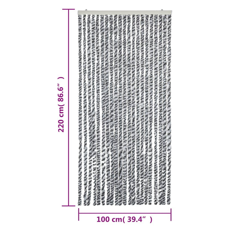 vidaXL szürke és fekete és fehér zsenília rovarfüggöny 100x220 cm