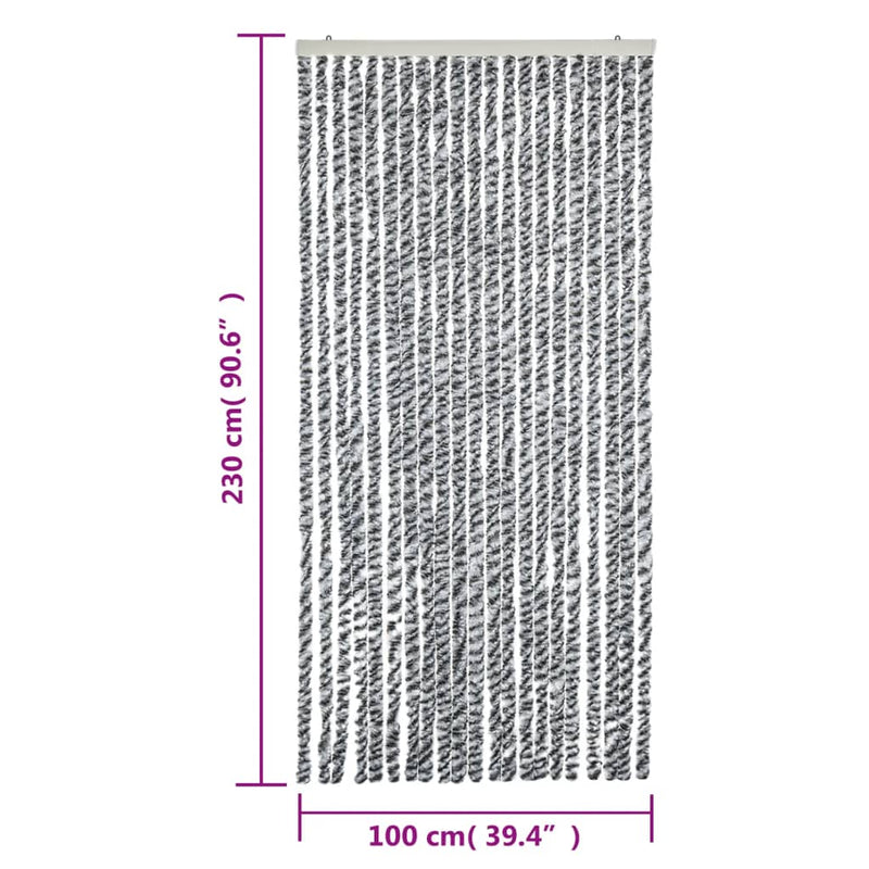 vidaXL szürke és fekete és fehér zsenília rovarfüggöny 100 x 230 cm