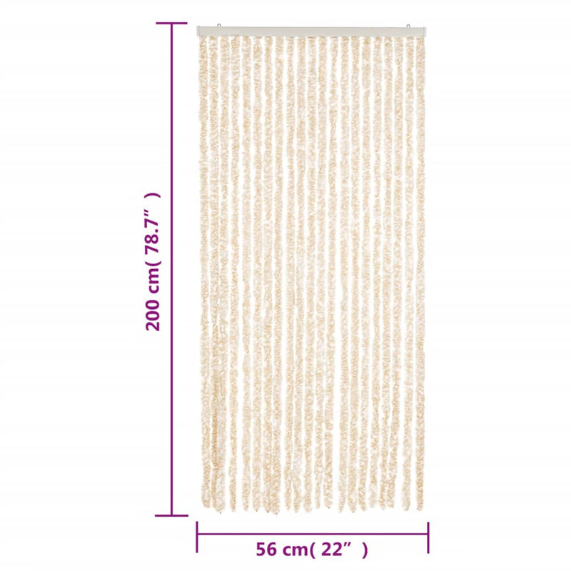 vidaXL bézs és fehér zsenília rovarfüggöny 56 x 200 cm