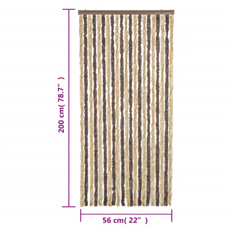 vidaXL sötétbarna és bézs zsenília rovarfüggöny 56x200 cm