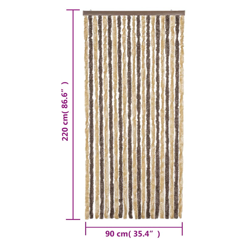vidaXL sötétbarna és bézs zsenília rovarfüggöny 90 x 220 cm