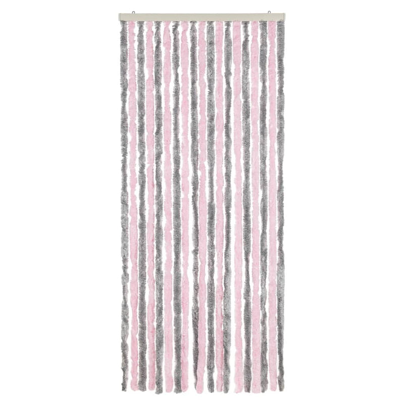 vidaXL ezüstszürke és rózsaszín zsenília rovarfüggöny 56 x 185 cm