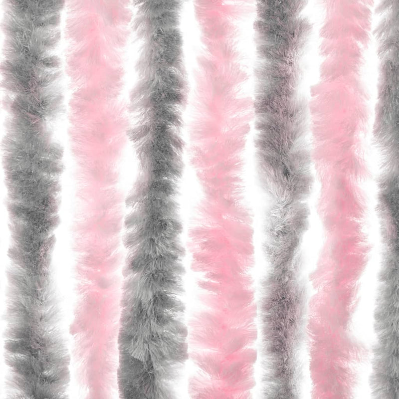 vidaXL ezüstszürke és rózsaszín zsenília rovarfüggöny 56 x 185 cm