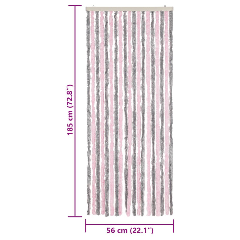 vidaXL ezüstszürke és rózsaszín zsenília rovarfüggöny 56 x 185 cm