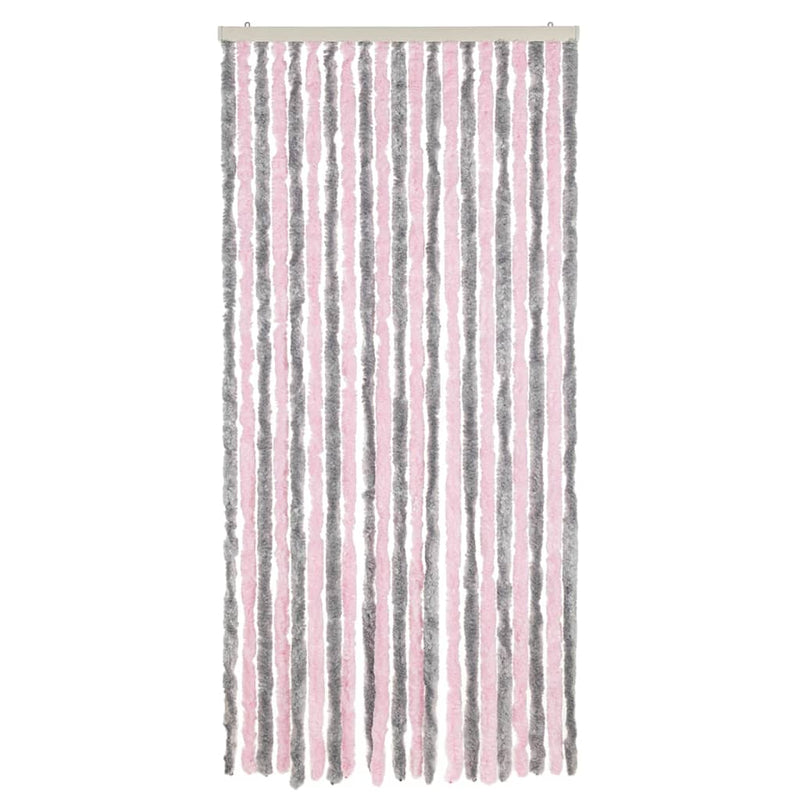 vidaXL ezüstszürke és rózsaszín zsenília rovarfüggöny 90 x 220 cm