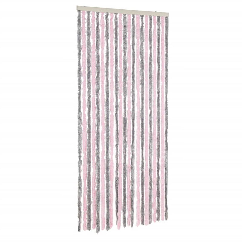 vidaXL ezüstszürke és rózsaszín zsenília rovarfüggöny 100 x 200 cm