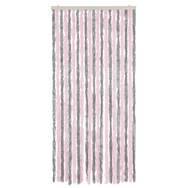 vidaXL ezüstszürke és rózsaszín zsenília rovarfüggöny 100 x 200 cm
