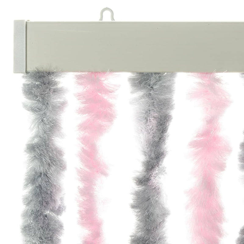 vidaXL ezüstszürke és rózsaszín zsenília rovarfüggöny 100 x 200 cm