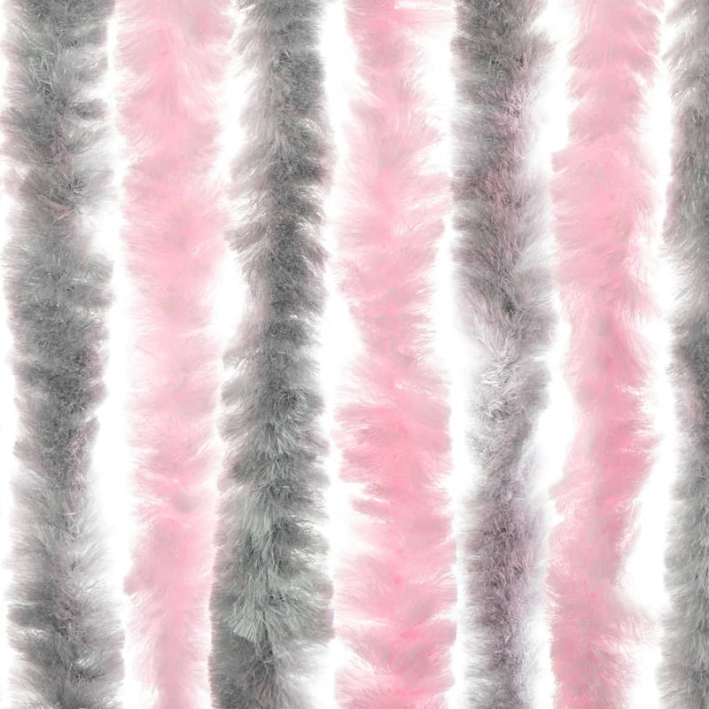 vidaXL ezüstszürke és rózsaszín zsenília rovarfüggöny 100 x 220 cm