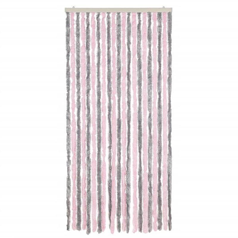 vidaXL ezüstszürke és rózsaszín zsenília rovarfüggöny 100 x 230 cm