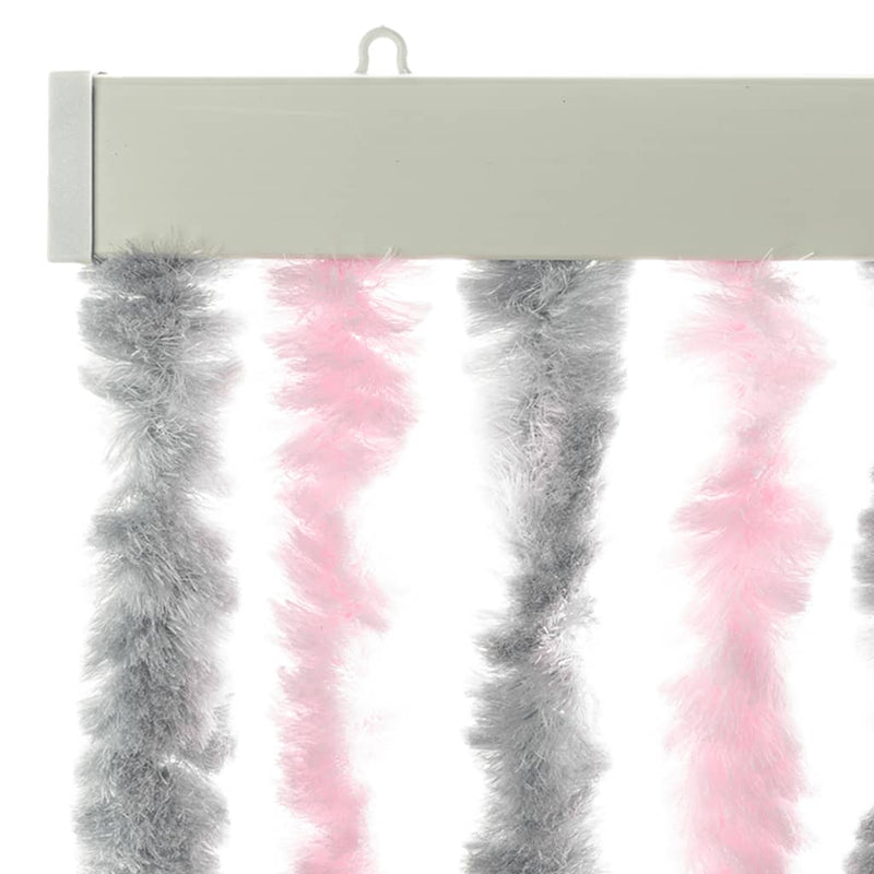 vidaXL ezüstszürke és rózsaszín zsenília rovarfüggöny 100 x 230 cm