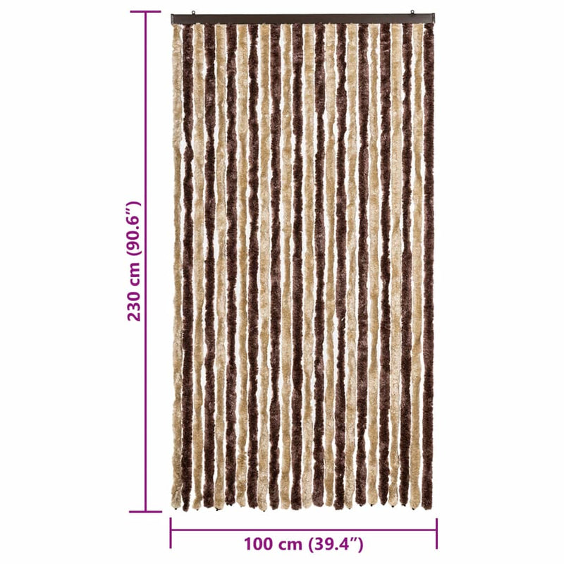 vidaXL bézs és világosbarna zsenília rovarfüggöny 100 x 230 cm