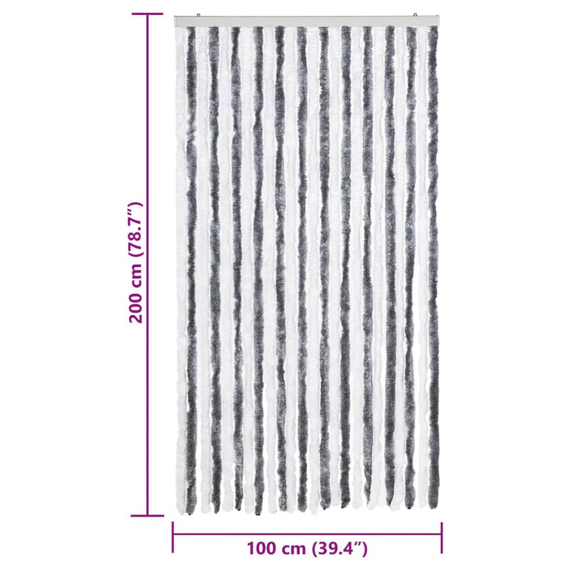vidaXL szürke és fehér zsenília rovarfüggöny 100 x 200 cm