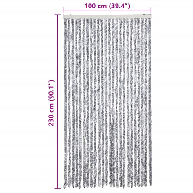 vidaXL fehér és szürke zsenília rovarfüggöny 100 x 230 cm