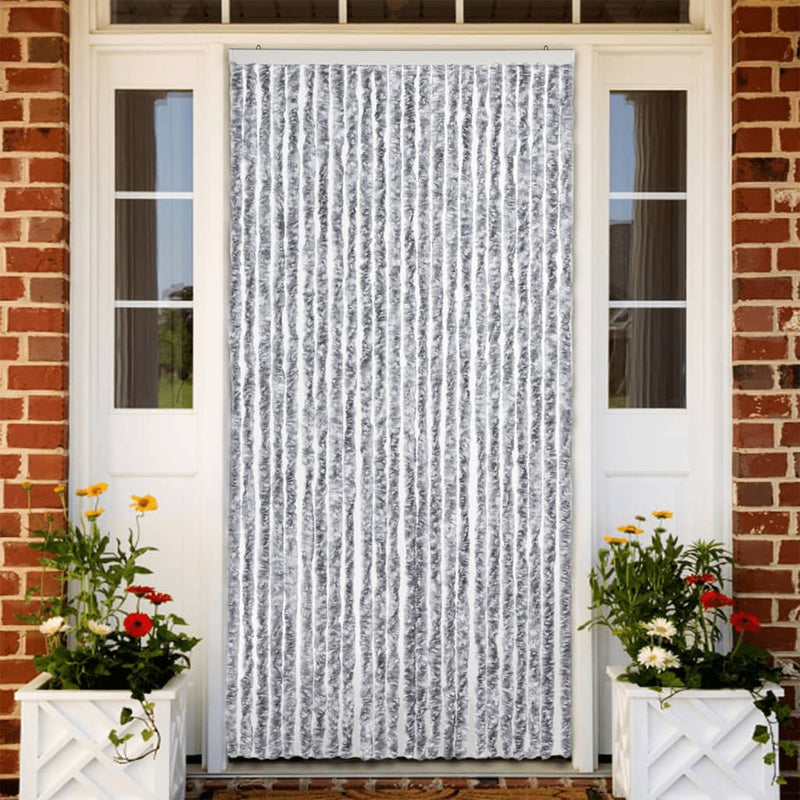 vidaXL fehér és szürke zsenília rovarfüggöny 100 x 230 cm