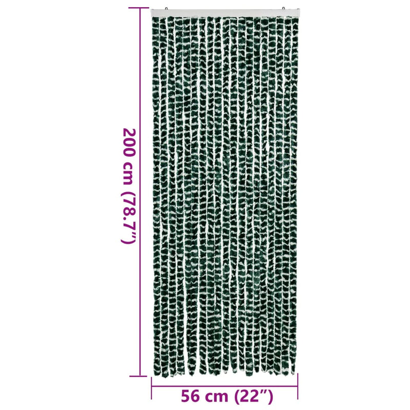 vidaXL zöld és fehér zsenília rovarfüggöny 56 x 200 cm