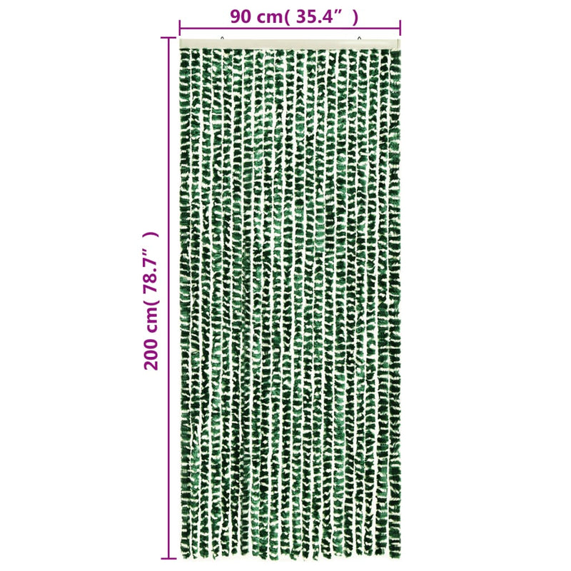 vidaXL zöld és fehér zsenília rovarfüggöny 90 x 200 cm