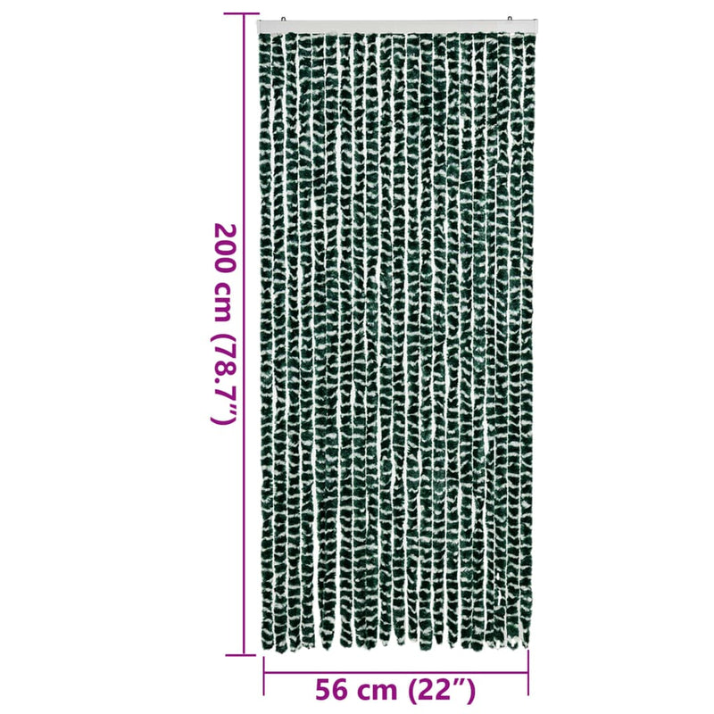 vidaXL zöld és fehér zsenília rovarfüggöny 90 x 200 cm