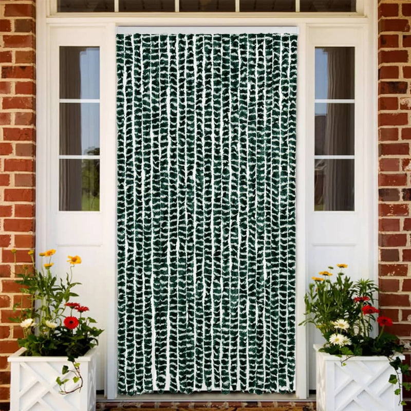 vidaXL zöld és fehér zsenília rovarfüggöny 90 x 200 cm