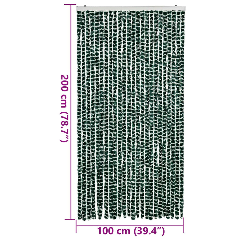 vidaXL zöld és fehér zsenília rovarfüggöny 100 x 200 cm