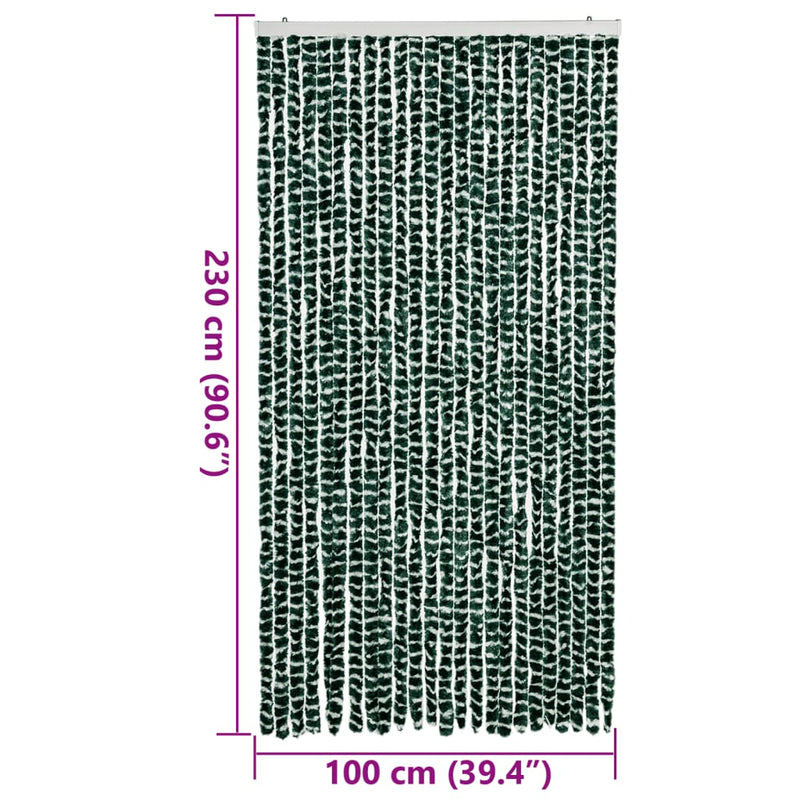 vidaXL zöld és fehér zsenília rovarfüggöny 100 x 230 cm