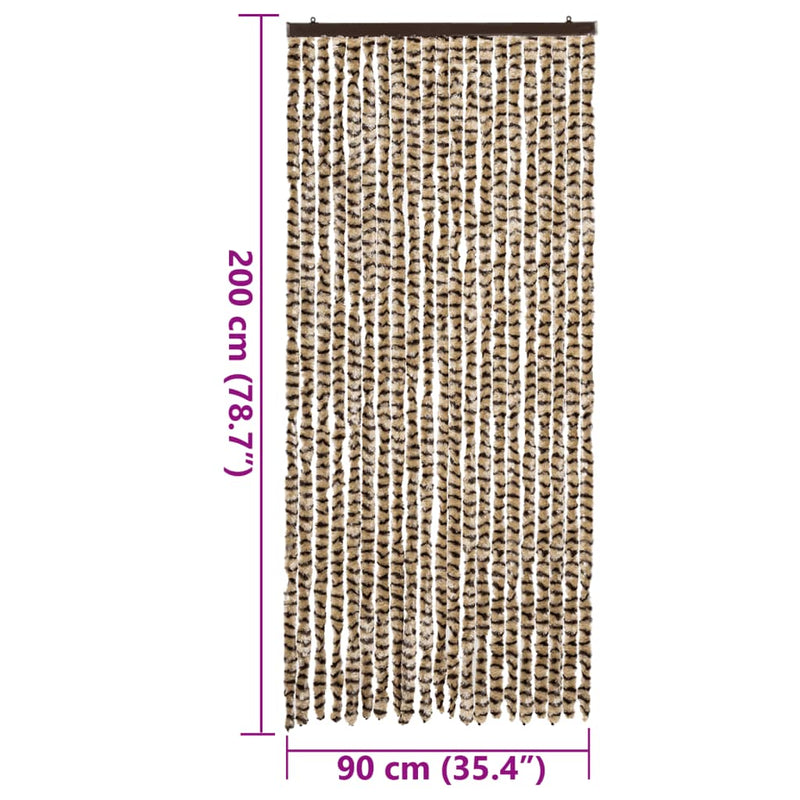 vidaXL bézs és barna zsenília rovarfüggöny 90 x 200 cm