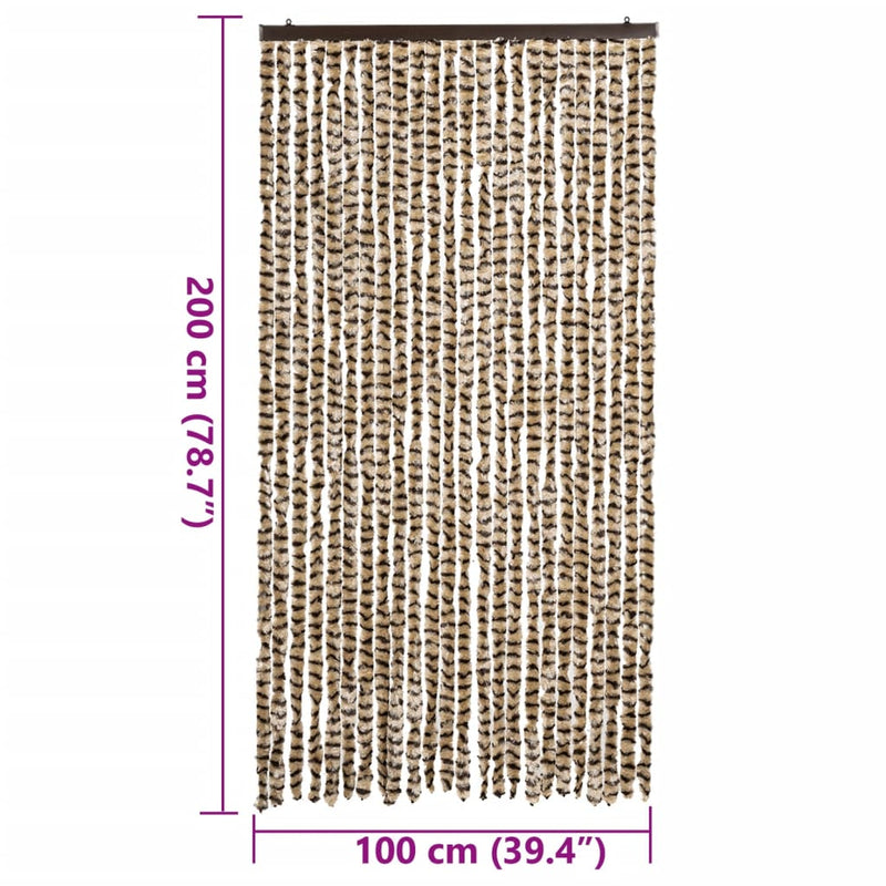 vidaXL bézs és barna zsenília rovarfüggöny 100 x 200 cm