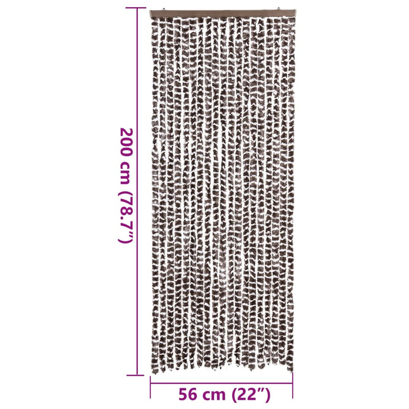 vidaXL barna és fehér zsenília rovarfüggöny 56 x 200 cm
