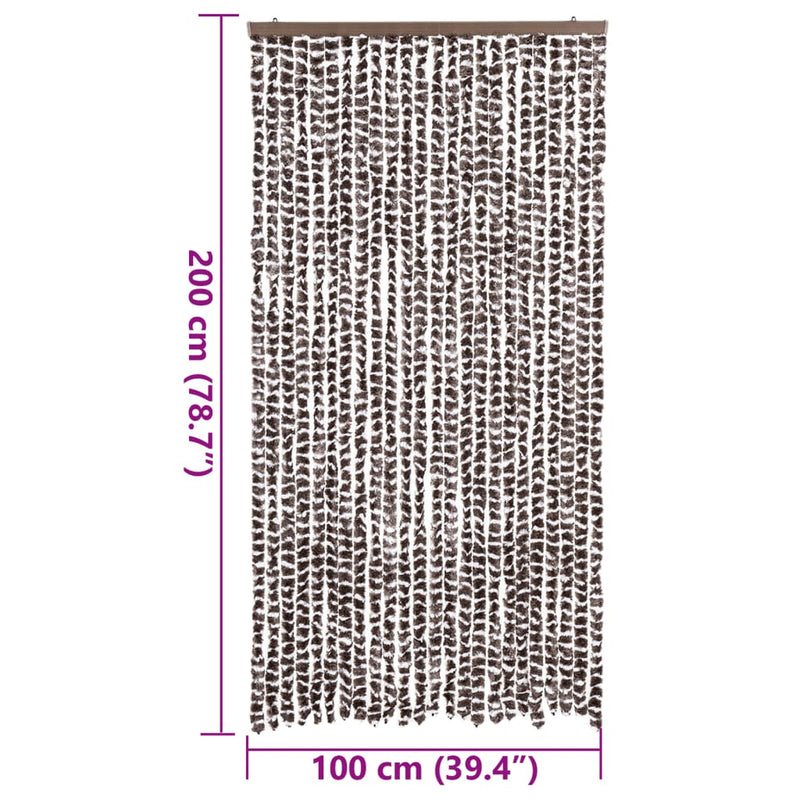 vidaXL barna és fehér zsenília rovarfüggöny 100 x 200 cm