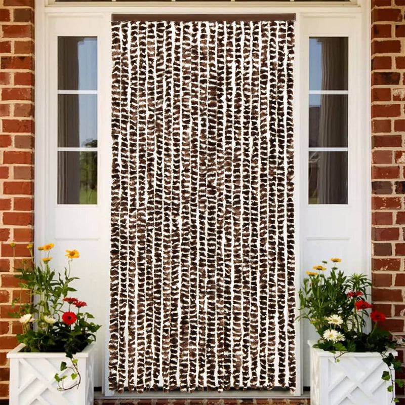 vidaXL barna és fehér zsenília rovarfüggöny 100 x 200 cm