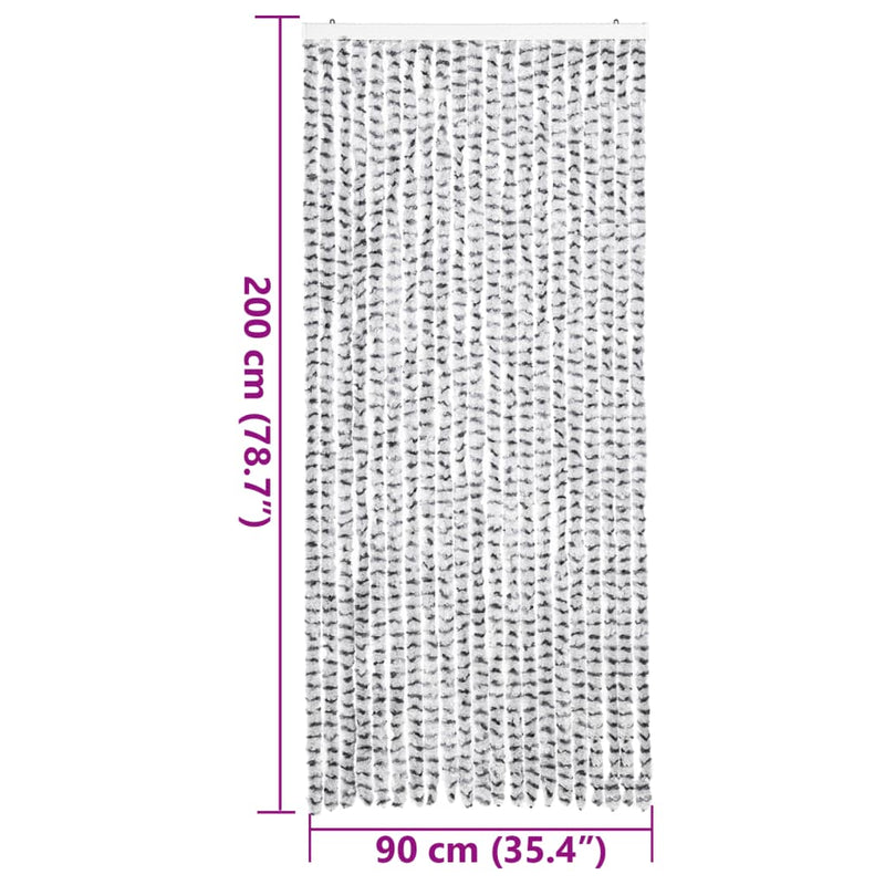 vidaXL világosszürke és sötétszürke zsenília rovarfüggöny 90 x 200 cm