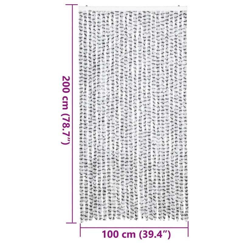 vidaXL világosszürke és sötétszürke zsenília rovarfüggöny 100 x 200 cm
