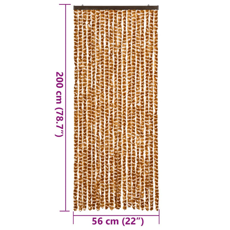 vidaXL okkersárga és fehér zsenília rovarfüggöny 56 x 200 cm