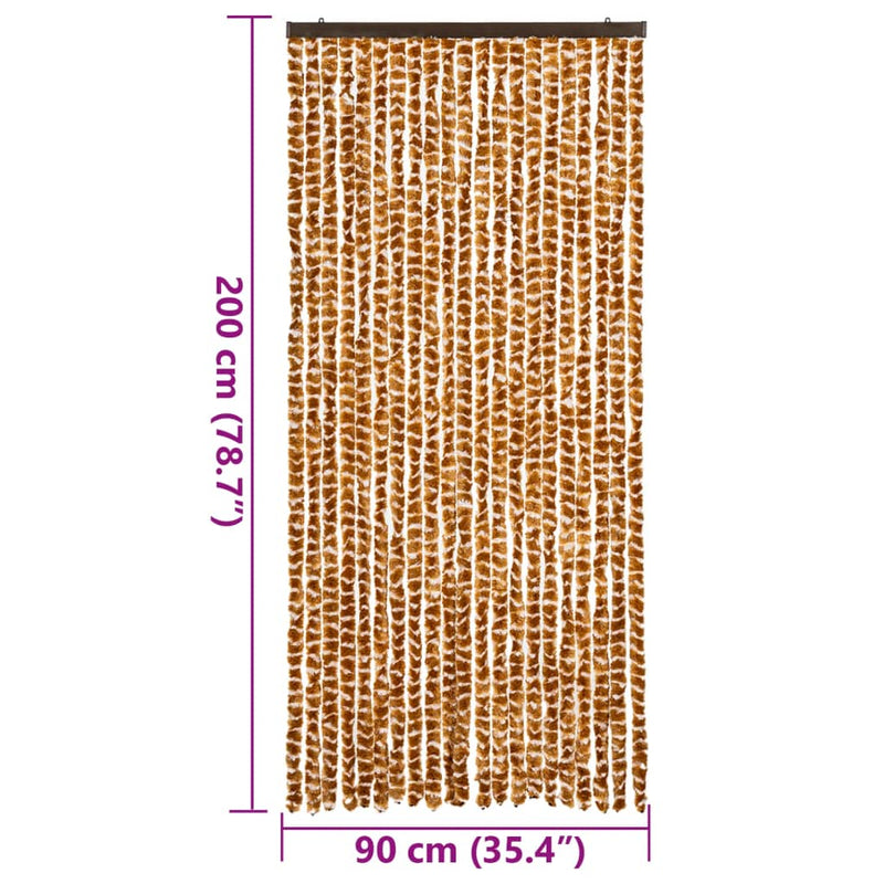 vidaXL okkersárga és fehér zsenília rovarfüggöny 90 x 200 cm