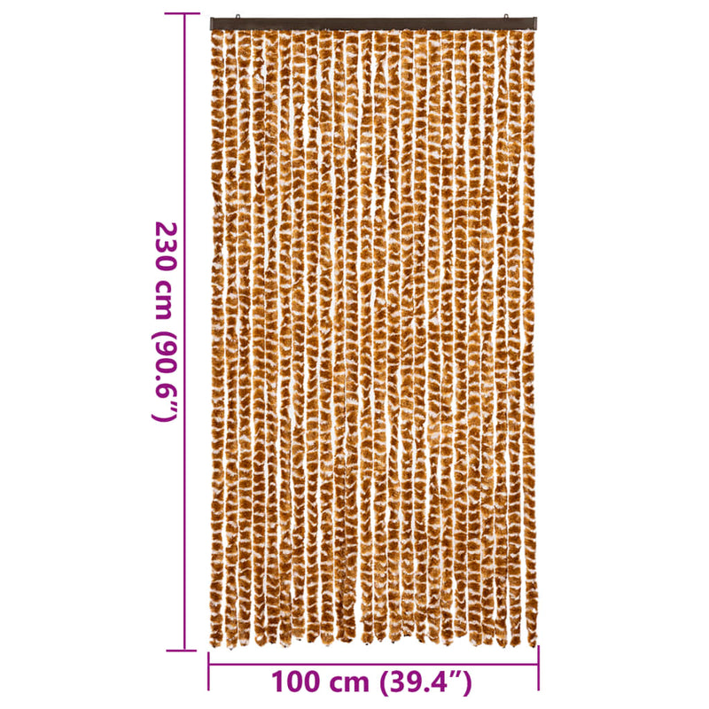 vidaXL okkersárga és fehér zsenília rovarfüggöny 100 x 230 cm