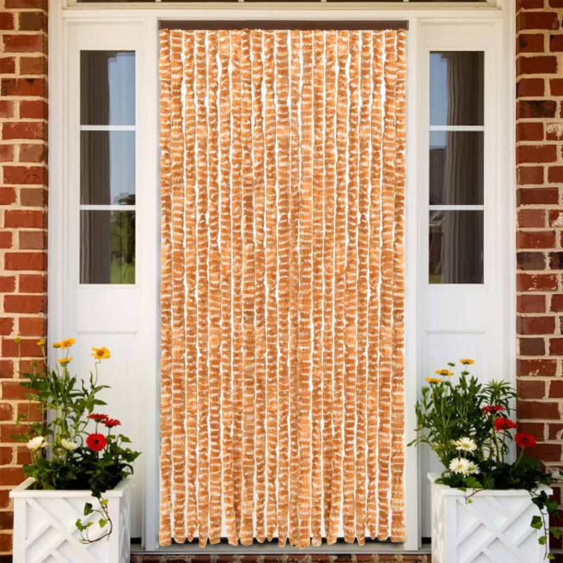 vidaXL okkersárga és fehér zsenília rovarfüggöny 100 x 230 cm