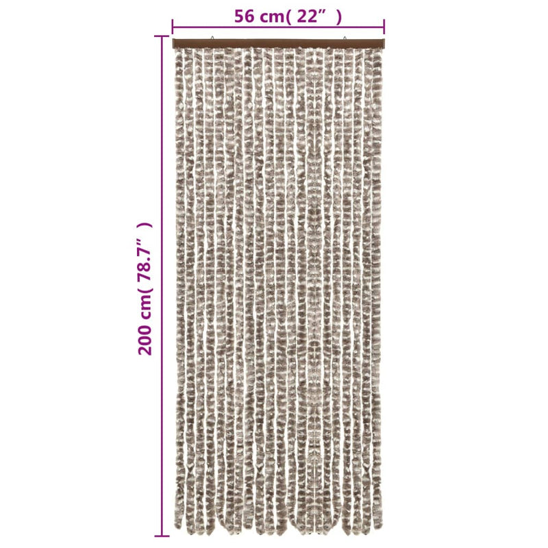 vidaXL tópszínű és fehér zsenília rovarfüggöny 56 x 200 cm