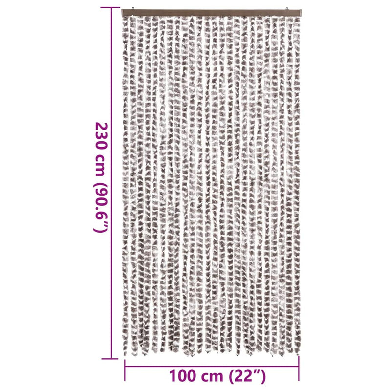 vidaXL tópszínű és fehér zsenília rovarfüggöny 100 x 230 cm