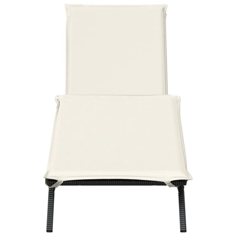 vidaXL fekete polyrattan napozóágy párnával