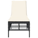 vidaXL fekete polyrattan napozóágy párnával